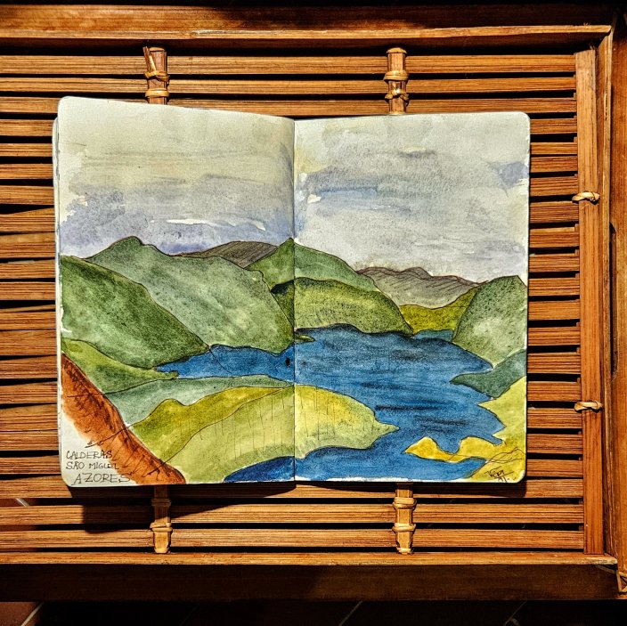 Vera.t.paints - Azorský skicář - Další z jezer v kaldeře Lagoa do Fogo, Sao Miguel, Azory.