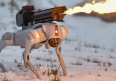 Robotický pes nese plamenomet. Je to šílený úlet, nebo dálkový vypalovač trávy a ostraňovač sněhu?