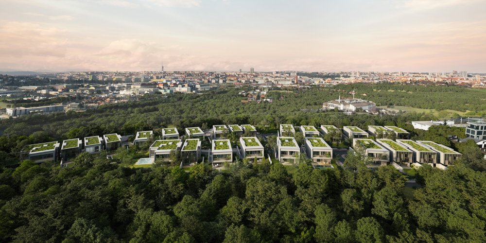 Bohatá zeleň je ostatně jediným dekorativním prvkem, se kterým minimalismus architektury Ivana Kroupy neodmyslitelně pracuje.