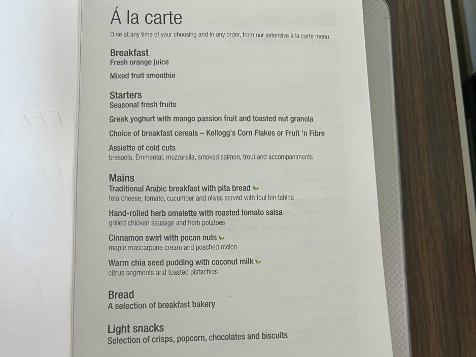 Menu v letadle