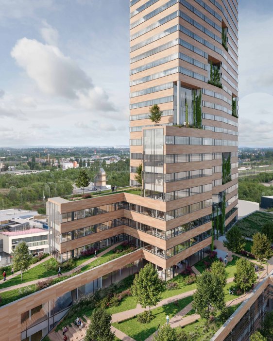 Vizualizace projektu H-Tower v Brně