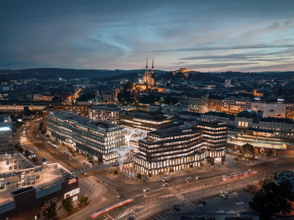 V rámci projektu Dornych nahradí současný chátrající obrovský objekt částečně zastřešený volně přístupný veřejný prostor o celkové ploše 25 tisíc metrů čtverečních, kolem kterého bude šest menších budov. 