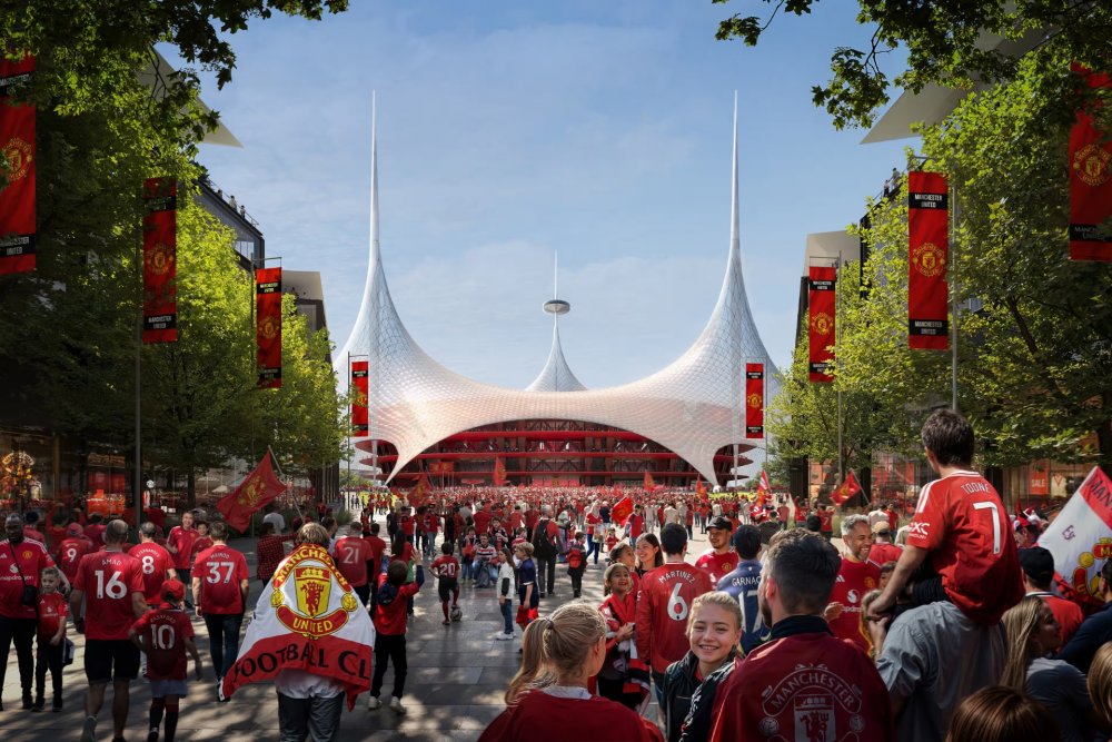 „Stadion je zakrytý obrovským deštníkem, který akumuluje energii a dešťovou vodu a zároveň chrání nové vzniklé náměstí, které je dvakrát větší než Trafalgar Square,“ popsal návrh architekt Norman Foster.
