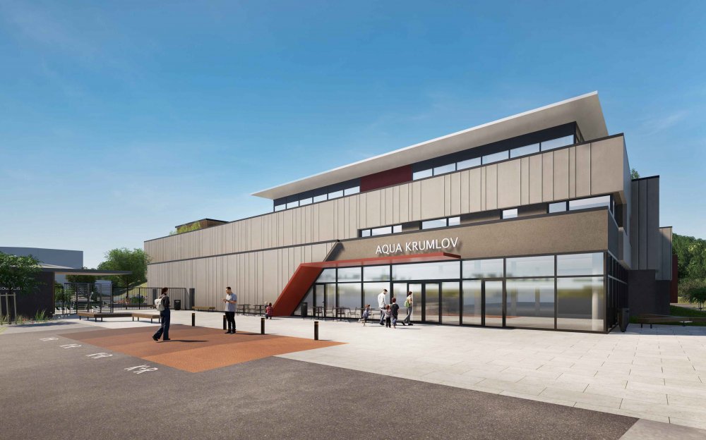 Český Krumlov bude stavět třípatrové aquacentrum s venkovním areálem