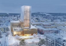 Kulturní centrum s názvem Sara Kulturhus Center navrhlo architektoické studio White Arkitekter v souladu se svým plánem z roku 2020, v němž se zavázalo minimalizovat uhlíkovou stopu svých staveb. 