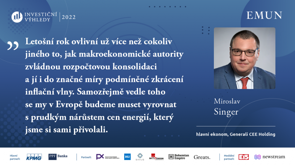 Bývalý guvernér České národní banky a hlavní ekonom Generali CEE Holding Miroslav Singer