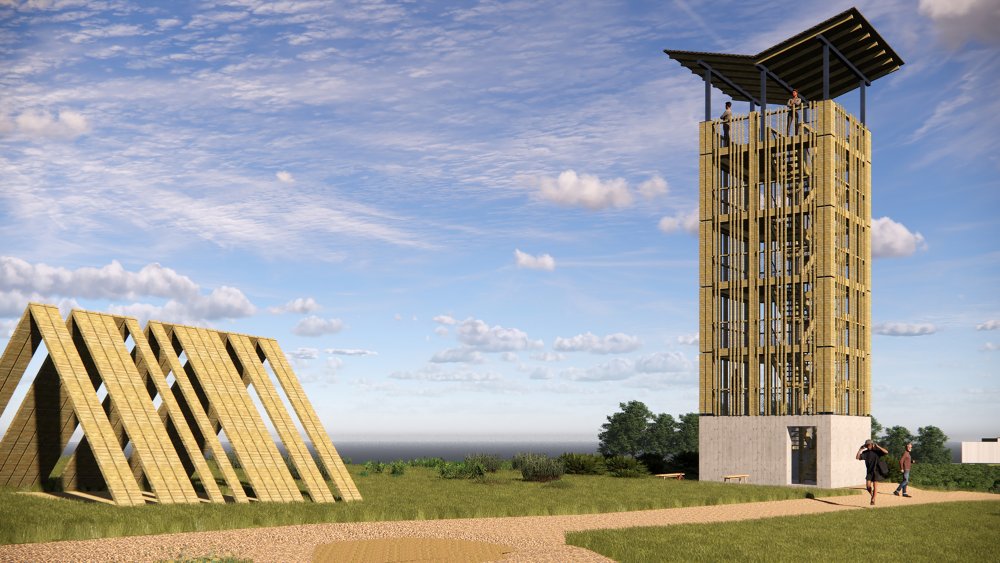 Rozhledna Borová, Orava – Ivan Sádecký, STU Bratislava - Šestipodlažní rozhledna se čtvercovým půdorysem je inspirována stávajícími rozhlednami v oravském regionu a má výšku 16,39 metru. Nosná konstrukce se skládá ze dřevěných sloupů a krokví spojených ocelovými prvky, první patro je kvůli stabilitě a odolnosti ze železobetonu. 