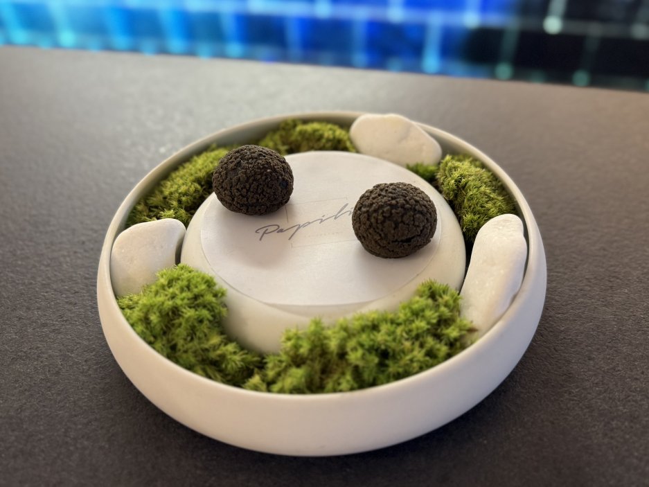 Těsto s houbovým ragú a pastou z černých lanýžů