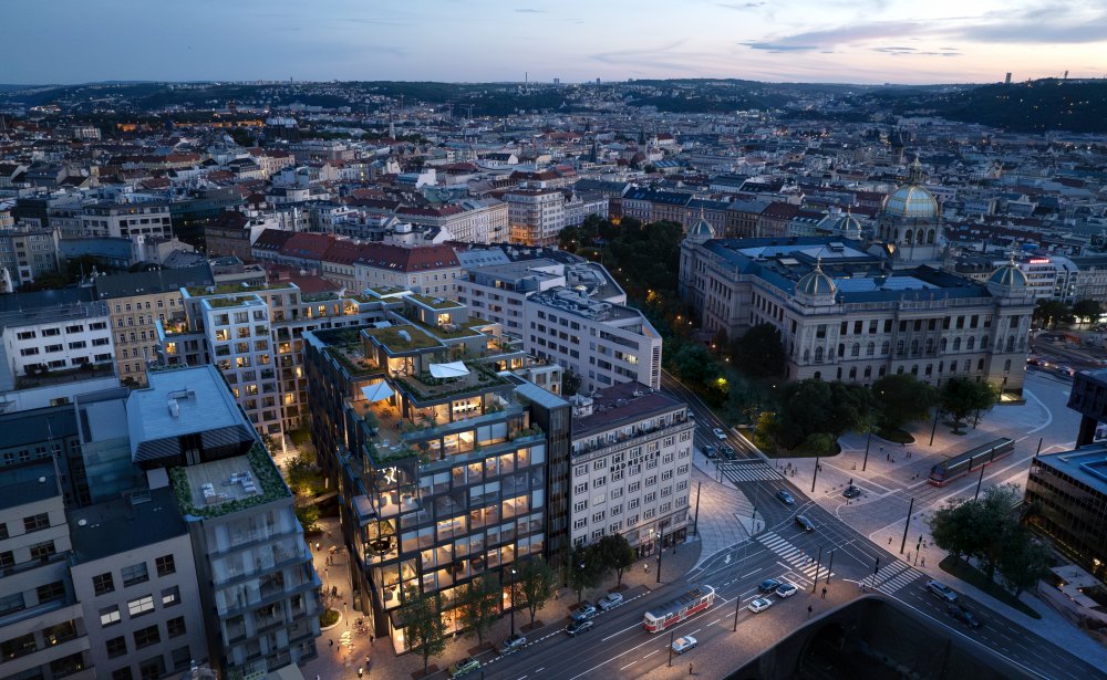 Směrem do Vinohradské třídy vznikne 7 500 m² kancelářských ploch v environmentálním standardu LEED Gold. V parteru se počítá se 1 400 m² obchodů, kaváren a restaurací, které doplní městský život v přízemí. V klidném vnitrobloku vznikne téměř dvě stě bytů, od menších po luxusní penthousy s výhledem na pražské panorama.