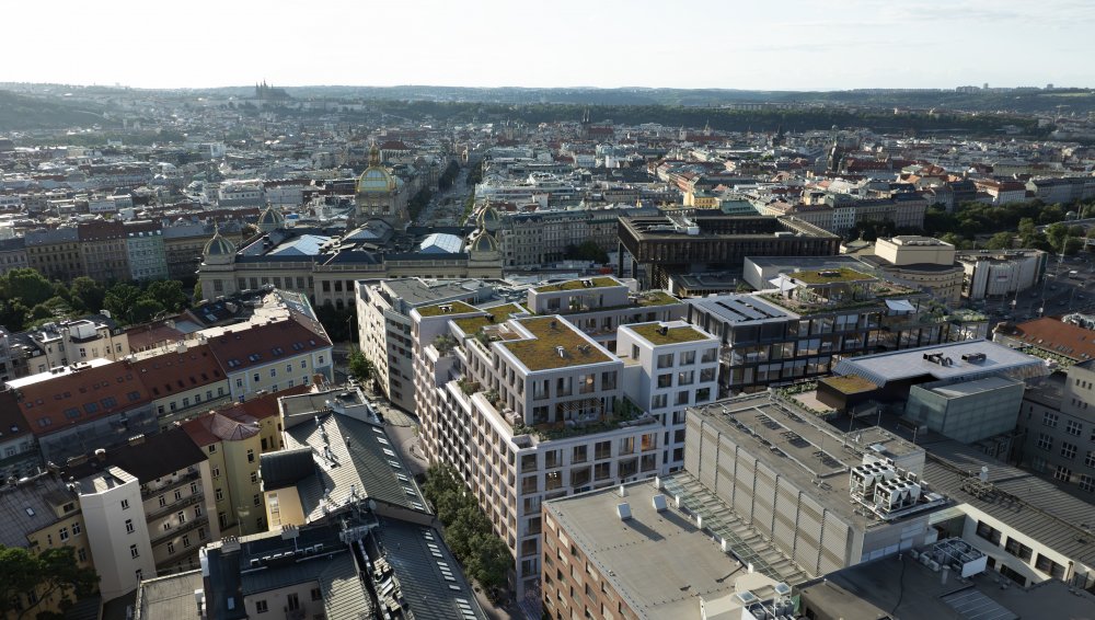Směrem do Vinohradské třídy vznikne 7 500 m² kancelářských ploch v environmentálním standardu LEED Gold. V parteru se počítá se 1 400 m² obchodů, kaváren a restaurací, které doplní městský život v přízemí. V klidném vnitrobloku vznikne téměř dvě stě bytů, od menších po luxusní penthousy s výhledem na pražské panorama.