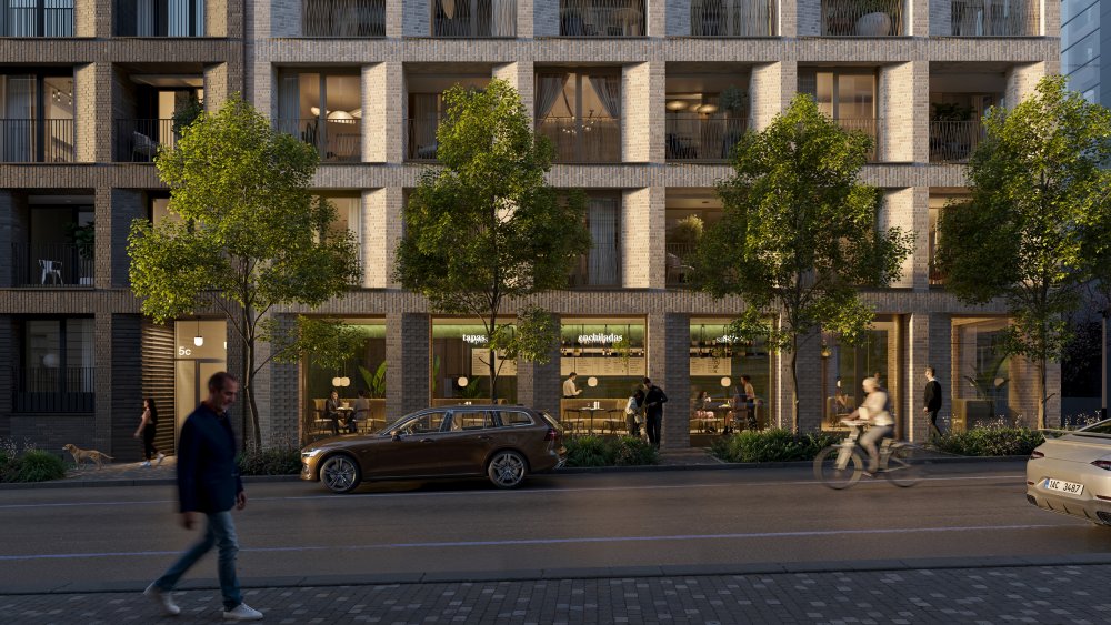 Směrem do Vinohradské třídy vznikne 7 500 m² kancelářských ploch v environmentálním standardu LEED Gold. V parteru se počítá se 1 400 m² obchodů, kaváren a restaurací, které doplní městský život v přízemí. V klidném vnitrobloku vznikne téměř dvě stě bytů, od menších po luxusní penthousy s výhledem na pražské panorama.