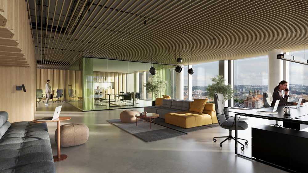 Směrem do Vinohradské třídy vznikne 7 500 m² kancelářských ploch v environmentálním standardu LEED Gold. V parteru se počítá se 1 400 m² obchodů, kaváren a restaurací, které doplní městský život v přízemí. V klidném vnitrobloku vznikne téměř dvě stě bytů, od menších po luxusní penthousy s výhledem na pražské panorama.