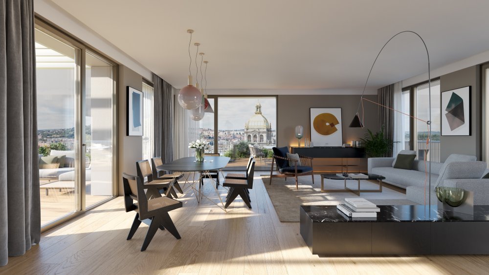 Směrem do Vinohradské třídy vznikne 7 500 m² kancelářských ploch v environmentálním standardu LEED Gold. V parteru se počítá se 1 400 m² obchodů, kaváren a restaurací, které doplní městský život v přízemí. V klidném vnitrobloku vznikne téměř dvě stě bytů, od menších po luxusní penthousy s výhledem na pražské panorama.