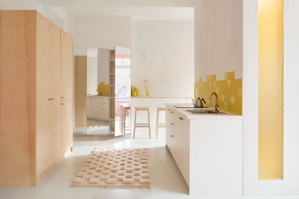 Ateliér Plus One Architects realizoval rekonstrukci bytu v pražských Holešovicích pro malířku Lucii Michnovou. Budoucí nájemní byt o rozloze 35 m2 se nachází v prvním patře historického domu z konce 20. let. Kompletní proměna měla za cíl vytvořit s omezeným rozpočtem plně funkční a vizuálně atraktivní městské bydlení.