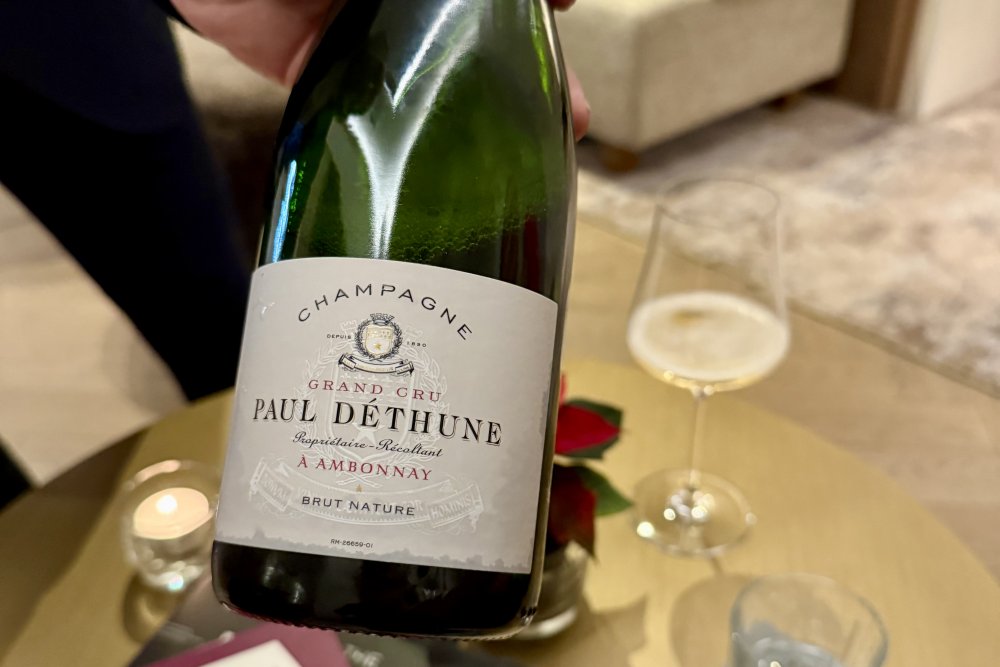 Šampaňské Paul Déthune Grand Cru Brut Nature z Ambonnay na úvod večera