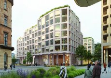 Vizualizace z ulice Na Florenci směrem k západnímu vstupu do bloku B01