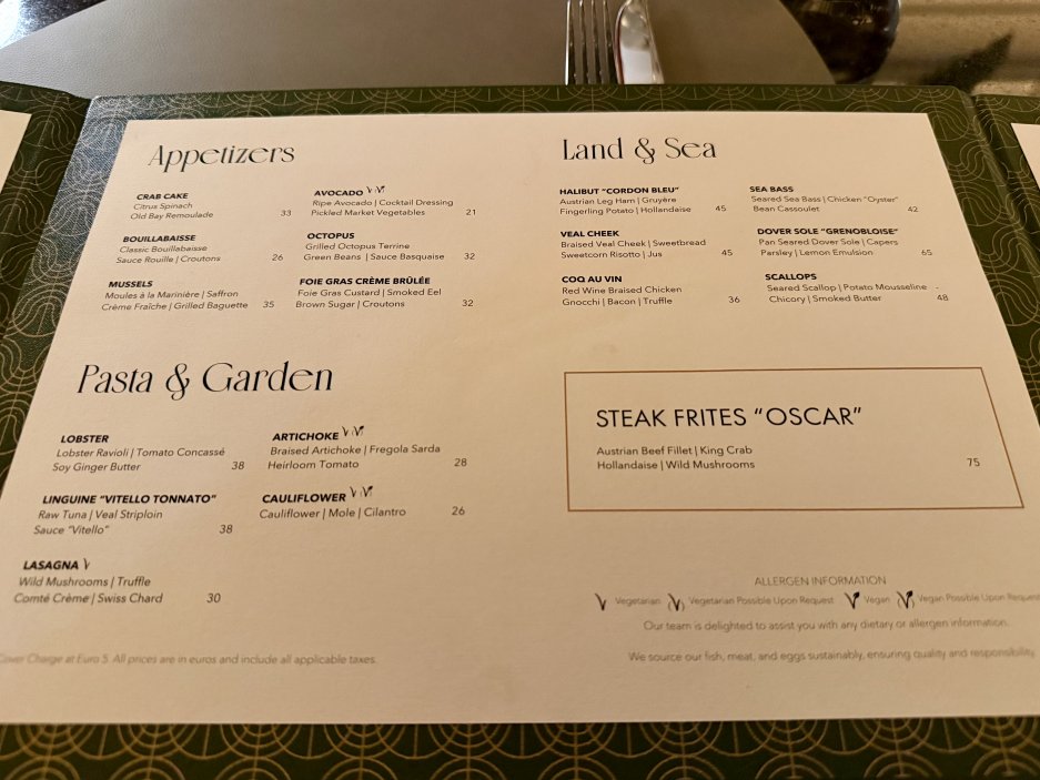 Večerní menu restaurace Atelier 7