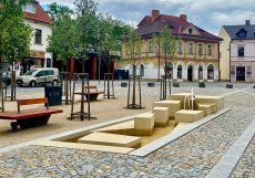 Nová výsadba, vodní prvek a široké chodníky s možností předzahrádek posilují obytnost náměstí. Stromy jsou zavlažovány dešťovou vodou ze zpevněných ploch pomocí systému Stockholm Solution.