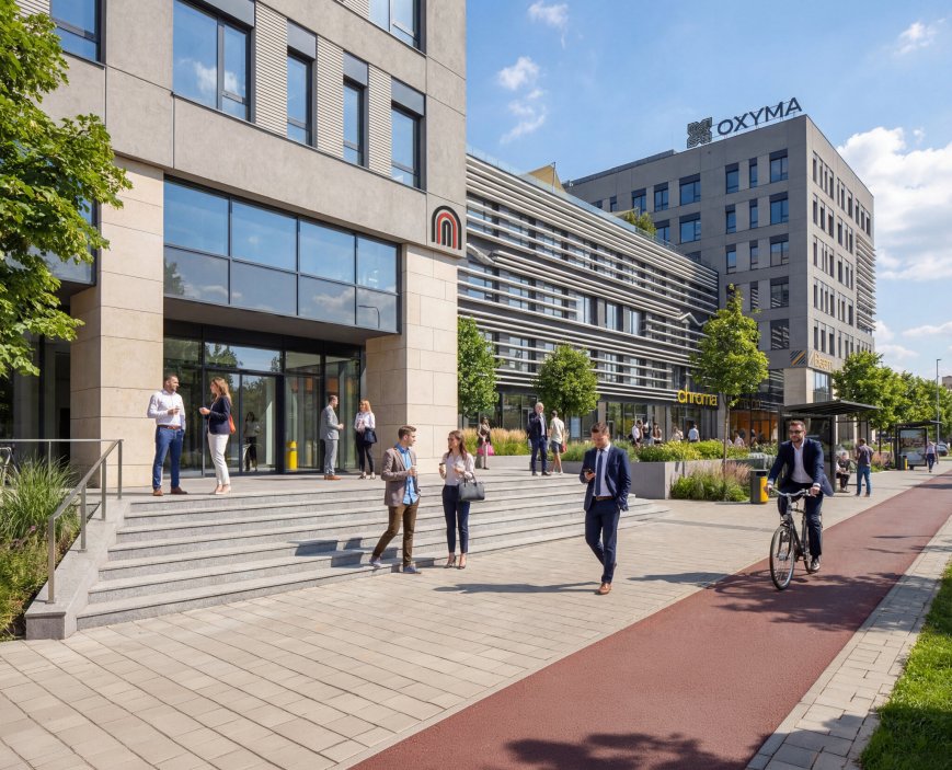 Vizualizace coworkingové budovy Oxyma
