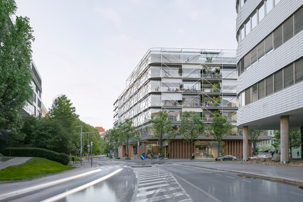 Hrabalova Libeň dostane novou tvář. U Elsnicova náměstí vznikne podle návrhu ateliérů Aulík Fišer Zalabák a Lasovsky Johansson Architects nový městský blok s byty, kancelářemi a veřejnými prostranstvími. Prohlédněte si vizualizace projektu, který naváže na stavby Josefa Pleskota a promění další část pražské Palmovky.