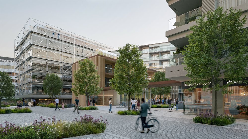 Hrabalova Libeň dostane novou tvář. U Elsnicova náměstí vznikne podle návrhu ateliérů Aulík Fišer Zalabák a Lasovsky Johansson Architects nový městský blok s byty, kancelářemi a veřejnými prostranstvími. Prohlédněte si vizualizace projektu, který naváže na stavby Josefa Pleskota a promění další část pražské Palmovky.