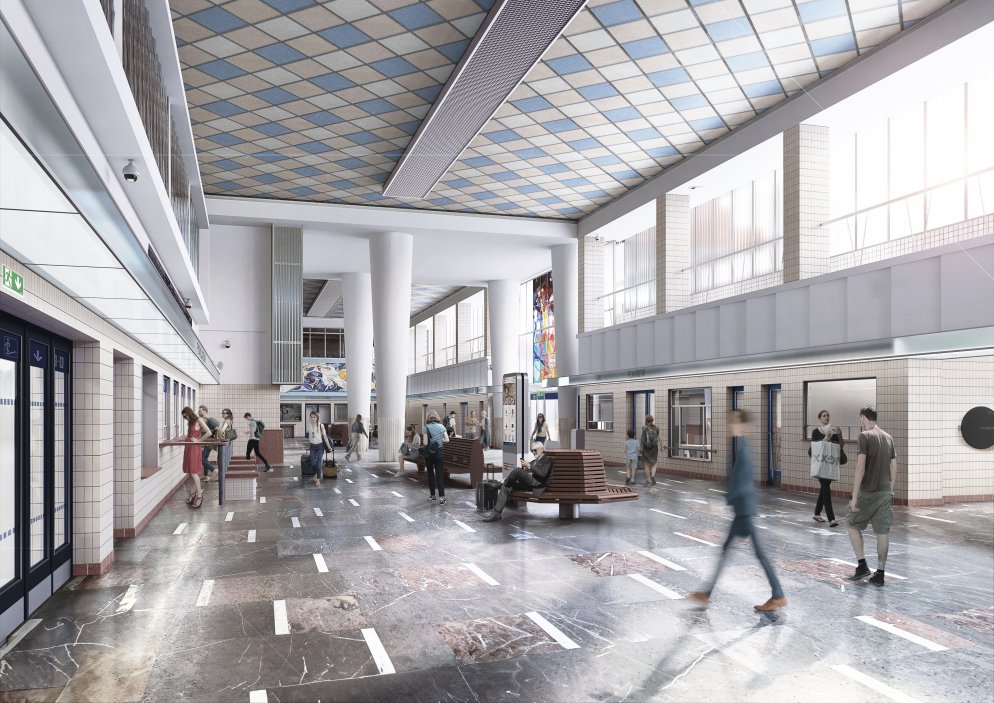 Chebské nádraží čeká proměna za 428 milionů korun. Památkově chráněné budově architekta Josefa Dandy z roku 1962 vrátí ateliér A8000 původní architektonický lesk, obnoví vzácné interiéry i umělecká díla. Největší novinkou bude veřejná vyhlídka v nejvyšším patře nádražní věže, přezdívaná „maják nad Chebem“. Rekonstrukce má být dokončena v roce 2028. Prohlédněte si, jak bude nádraží po obnově vypadat.