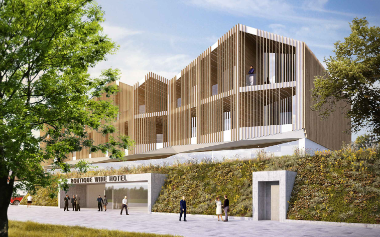 Hotel vyroste na severním okraji Mikulova v bezprostřední blízkosti Svatého kopečku. Stavba by měla být dokončena v roce 2024.