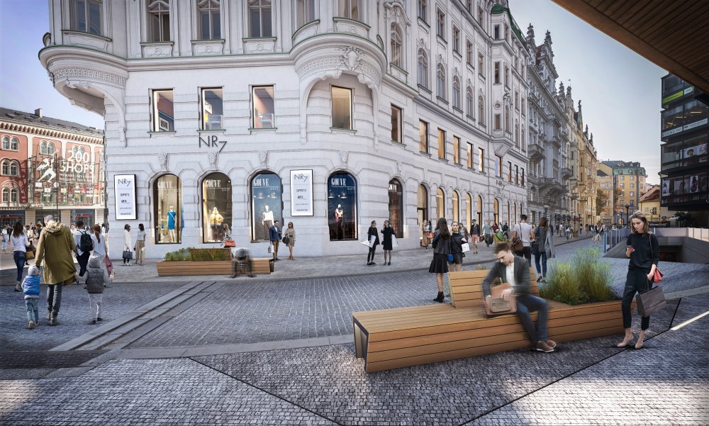 Projekt vznikající pod taktovkou společnosti Crestyl s názvem NR7 ponechá stávající funkční využití kombinující prostory pro obchody a služby s kancelářemi. 