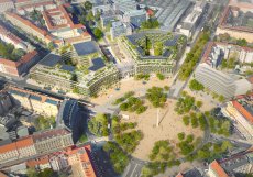 Ptačí pohled na dostavbu 4. kvadrantu, tým 11: MVRDV (NL), zdroj: ONplan