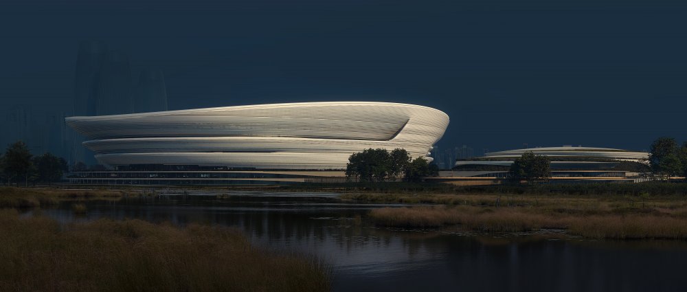 Součástí návrhu ateliéru Zaha Hadid Architects je i veřejné prostranství ve sportovišti.