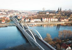 Vítěžný návrh soutěžního dialog u na podobu Vyšehradského železničního mostu.