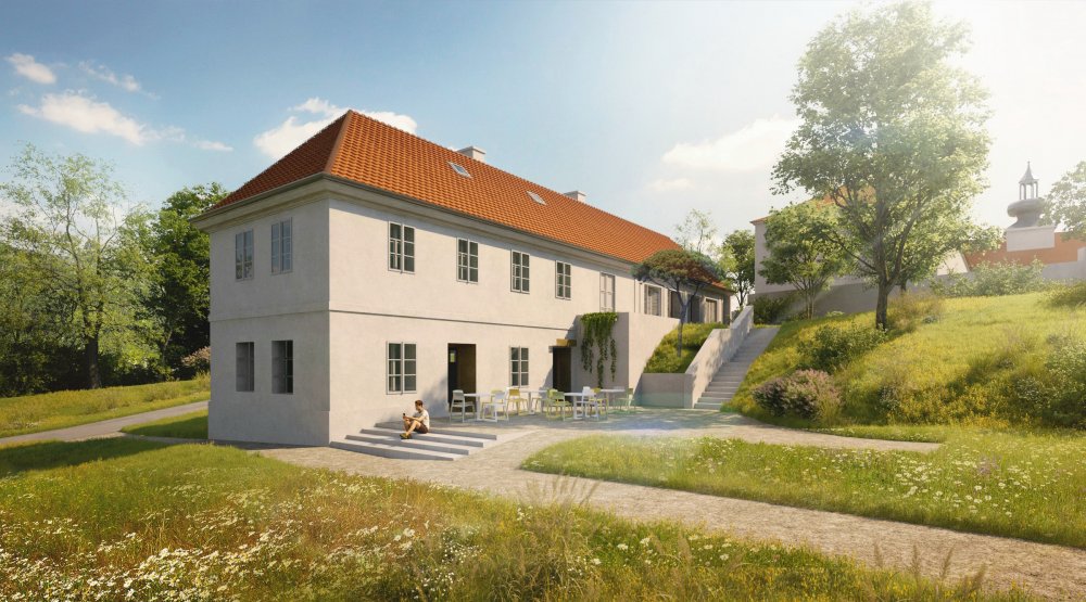 Jako první by měla být dokončena rekonstrukce domku zahradníka, kterou navrhl architekt František Brychta. (na snímku vizulaizace)