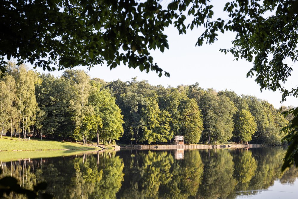 Dřevěná konstrukce - Tea House Pavilion - na břehu těšínské přehrady Hrabinka je dílem studentů architektury pod vedením slovenského ateliéru Grau.