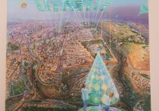 Obraz z cyklu Nebeský Jeruzalém, jeho autorkou je Hana Alisa Omer, zdobí Koláčkovu kancelář. Koláček je praktikující buddhista, věří v karmu.