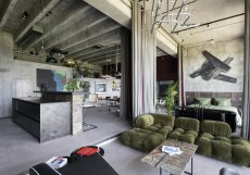 V moderním pojetí loftového bytu od studia SKULL se odráží designové trendy první republiky, které se mísí s (post)industriální architekturou.