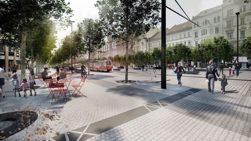 Vizualizace nové tramvajové trati na Václavském náměstí