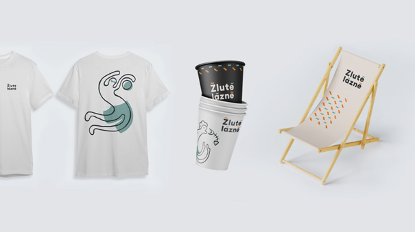 Návrh triček, kelímků a lehátka pro Žluté Lázně.
