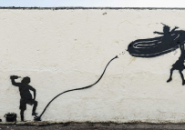 Banksyho graffiti nazvané Great British Spraycation